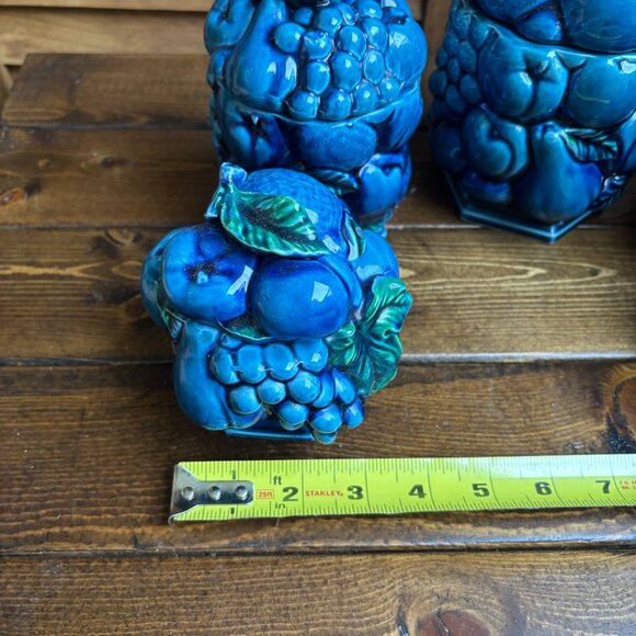 1960s Mood Indigo Canisters by Inarco - a Set of‎ 5 with  shaker cookie jar - Picture 7 of 8